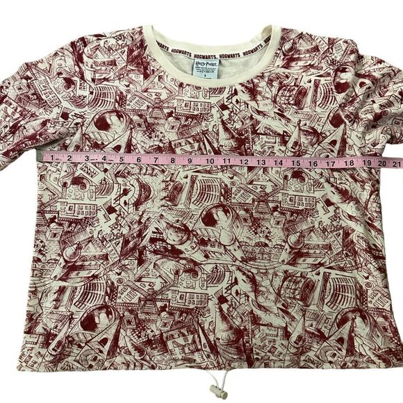 Harry Potter ~ Hogwarts Long Sleeved top~ cinch cord hem ~ size Small - Picture 9 of 13